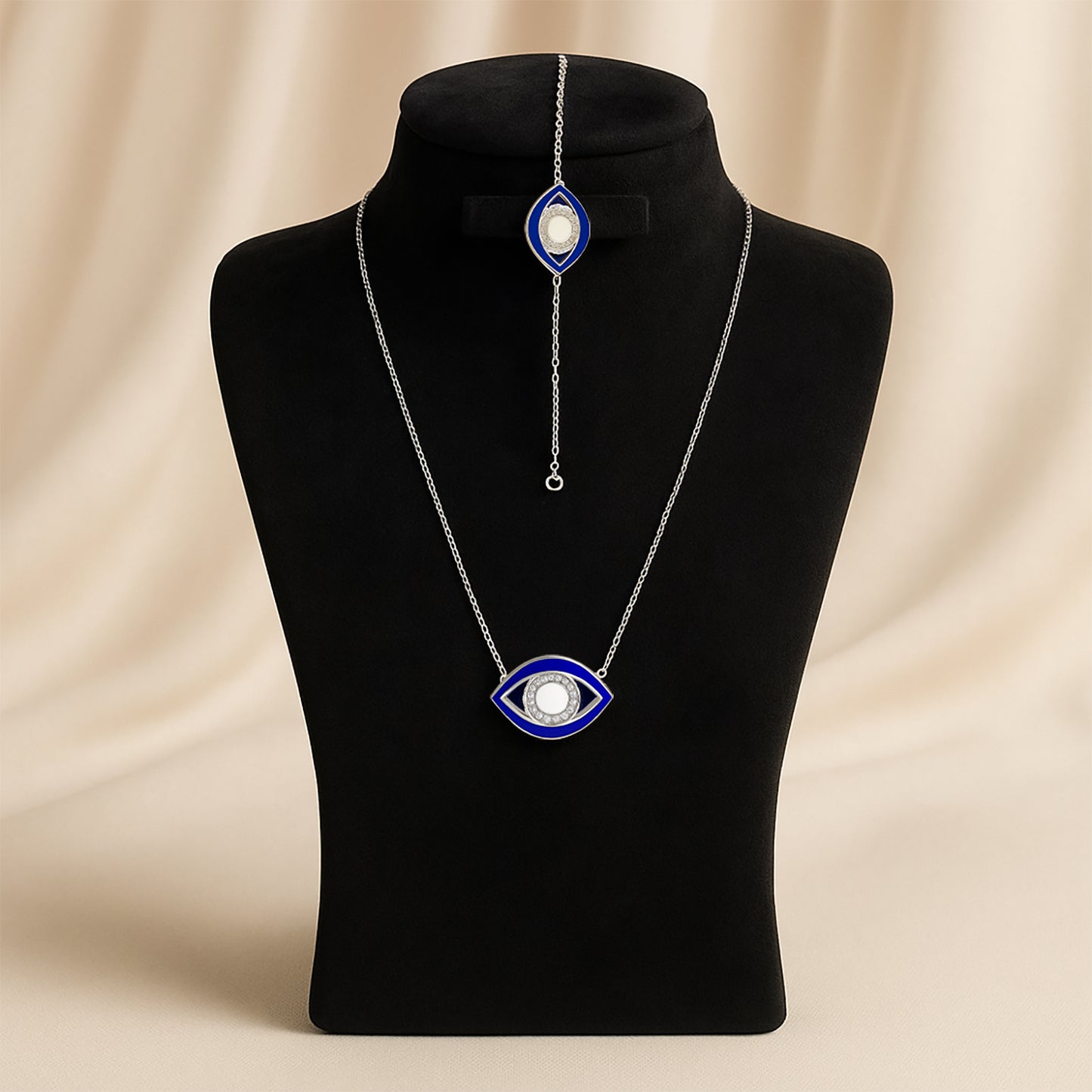 Blue Eye Guardian Necklace Set With Roses Arrangement