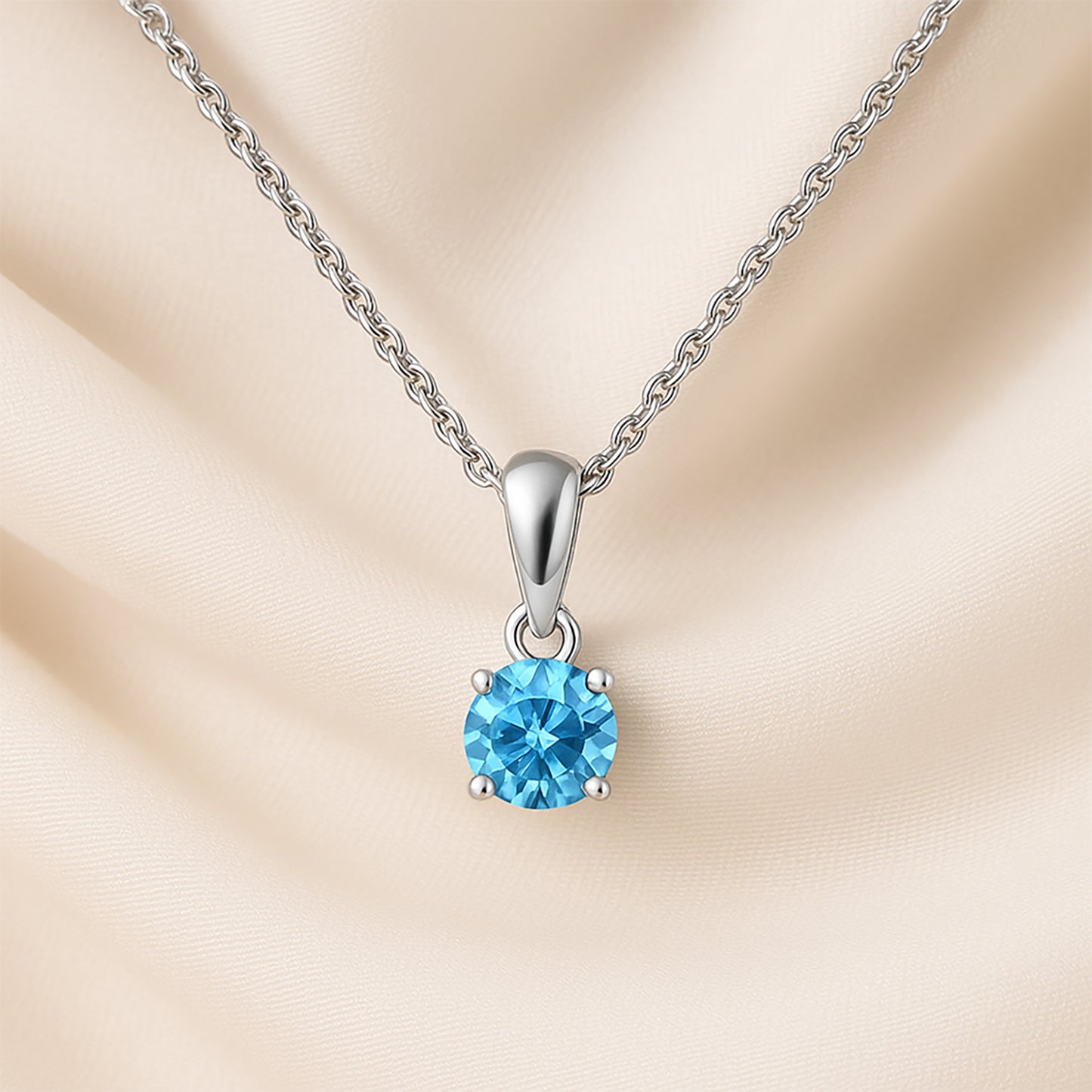 Blue Glow Silver Necklace with Rosy Desire Gift Box