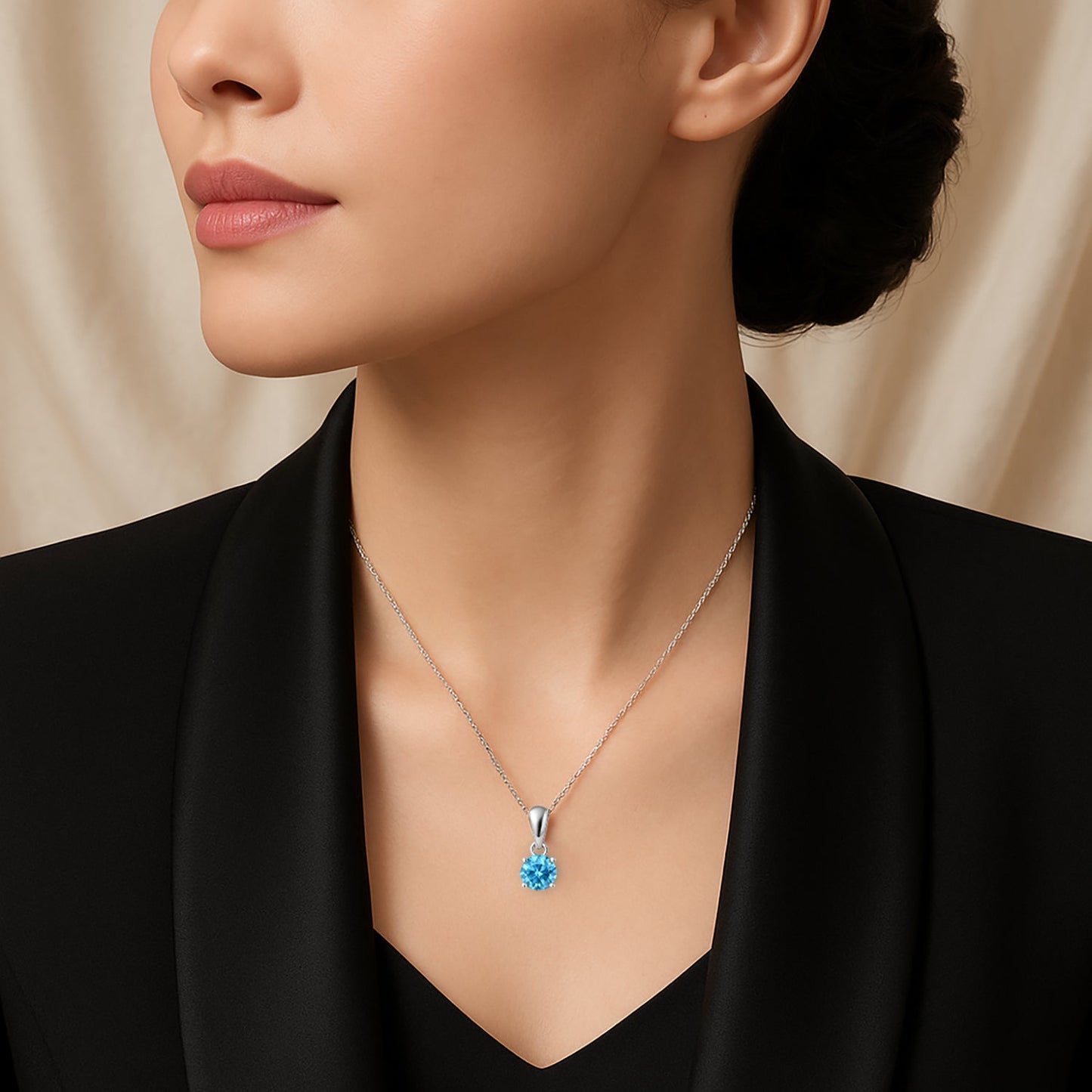 Blue Glow Silver Necklace with Rosy Desire Gift Box