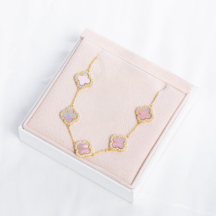 Blush Bloom Treasure: Elegant Floral Arrangement with Sterling Silver Bracelet