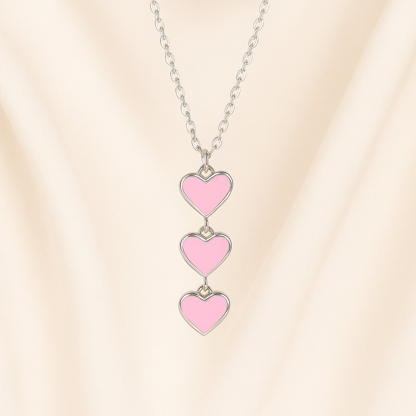 Blush Hearts Necklace Set With Bouquet