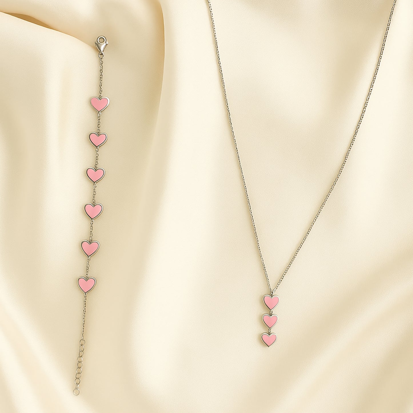 Blush Hearts Necklace Set