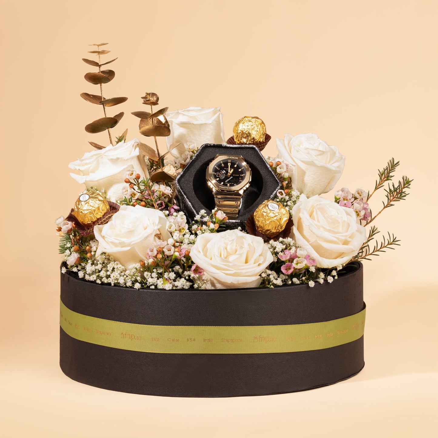 CASIO G-SHOCK Bright Metallic Watch for Men With Roses Box