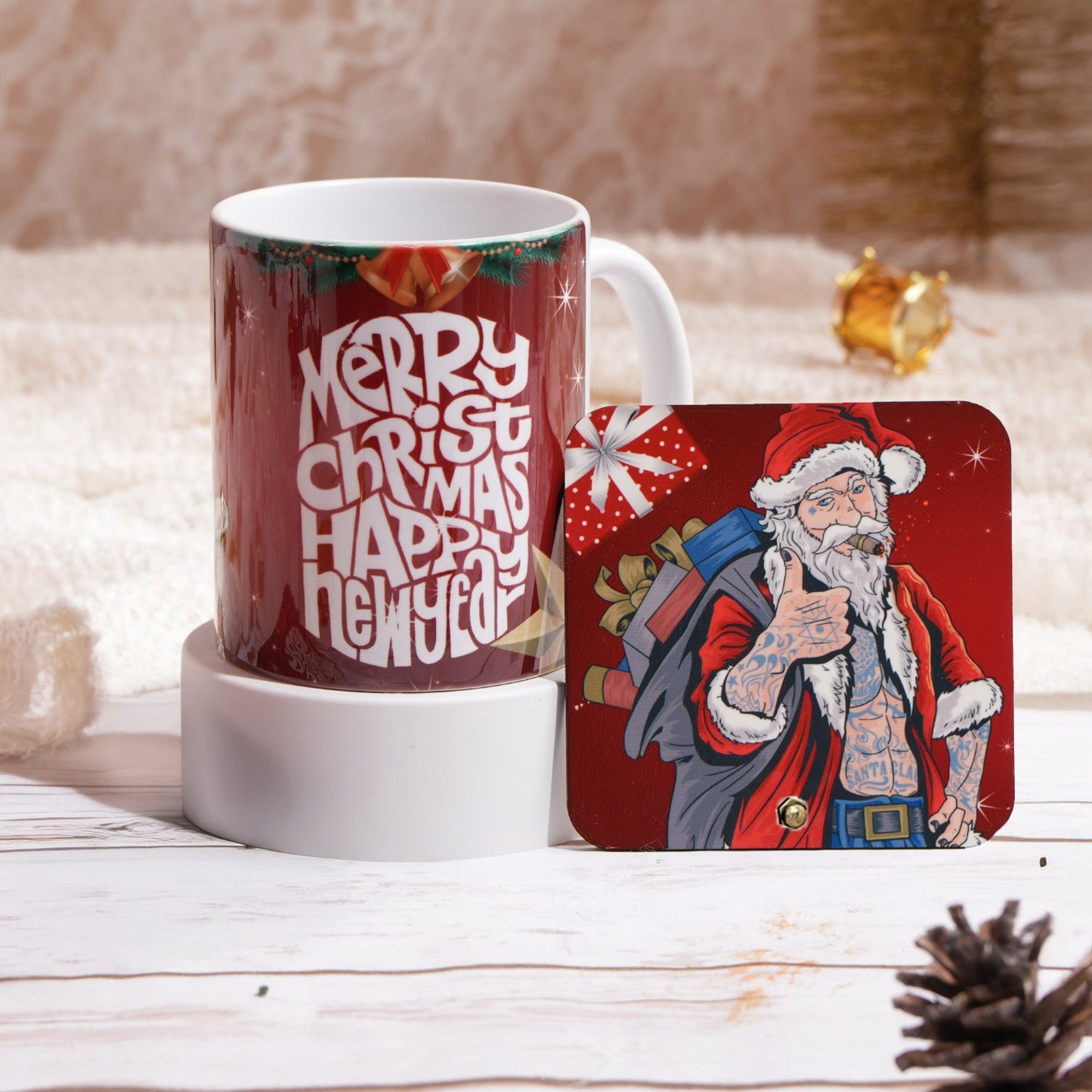 Festive Christmas Mug and Santa Table Top Set – Perfect Holiday Gift