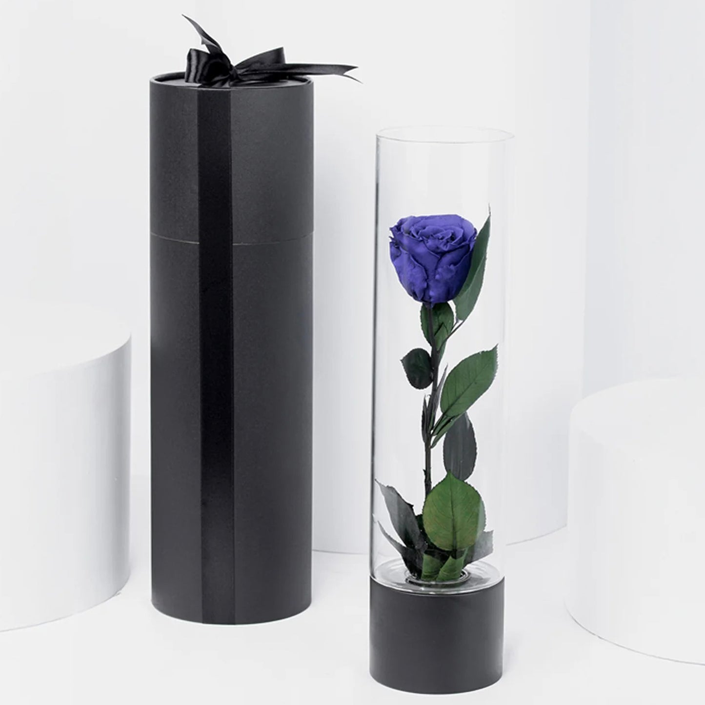 Exquisite Royal Blue Forever Rose in Elegant Glass Vase - Perfect Gift for Any Occasion