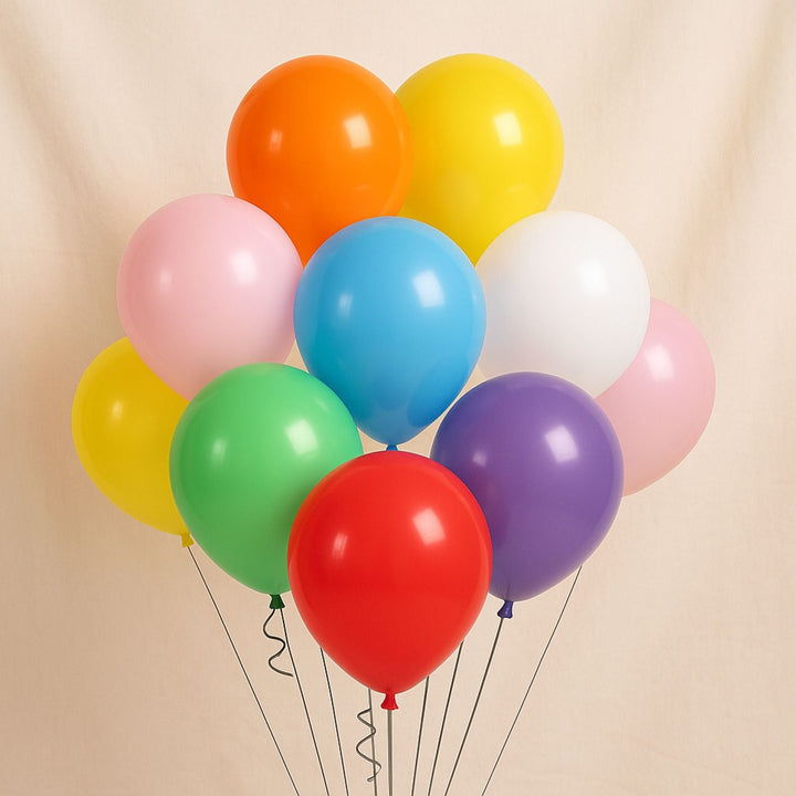 Vibrant Multicolored Helium Balloons - Pack of 10