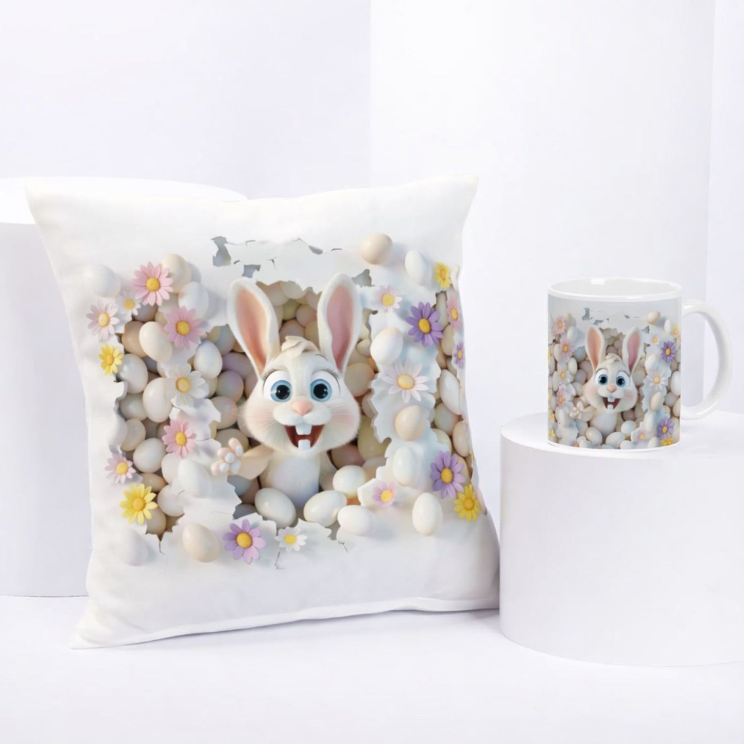 Adorable Easter Bunny Cushion & Mug Gift Set