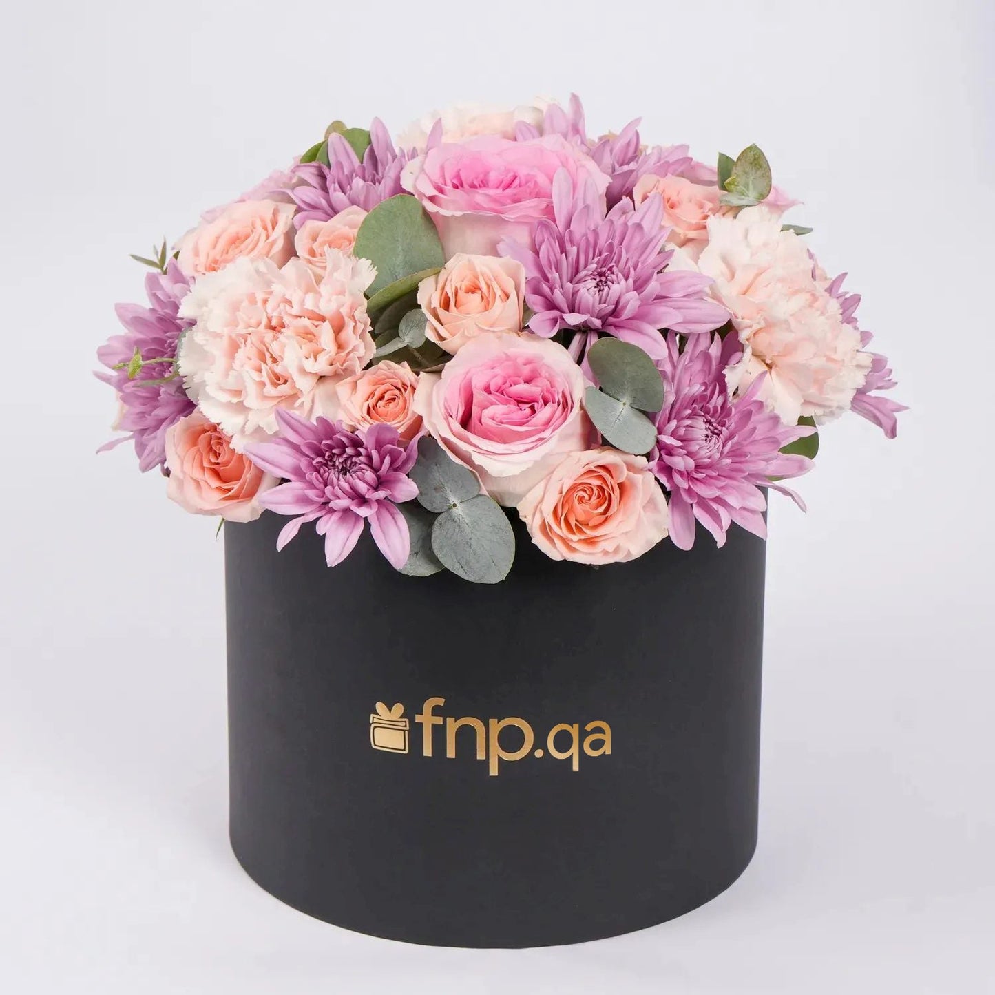 Luxurious Light Pink Floral Arrangement in an Elegant Black Box