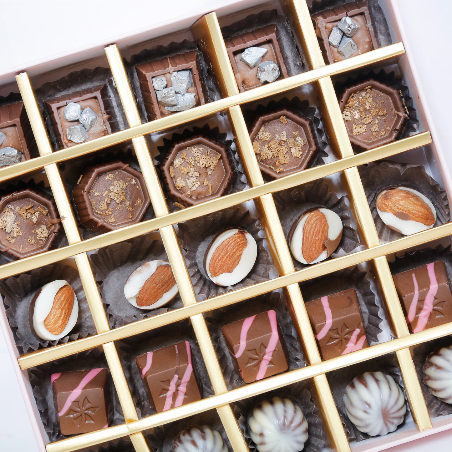 Empire Chocolate Pink Box: 25 Assorted Chocolates & Elegant Hand Bouquet