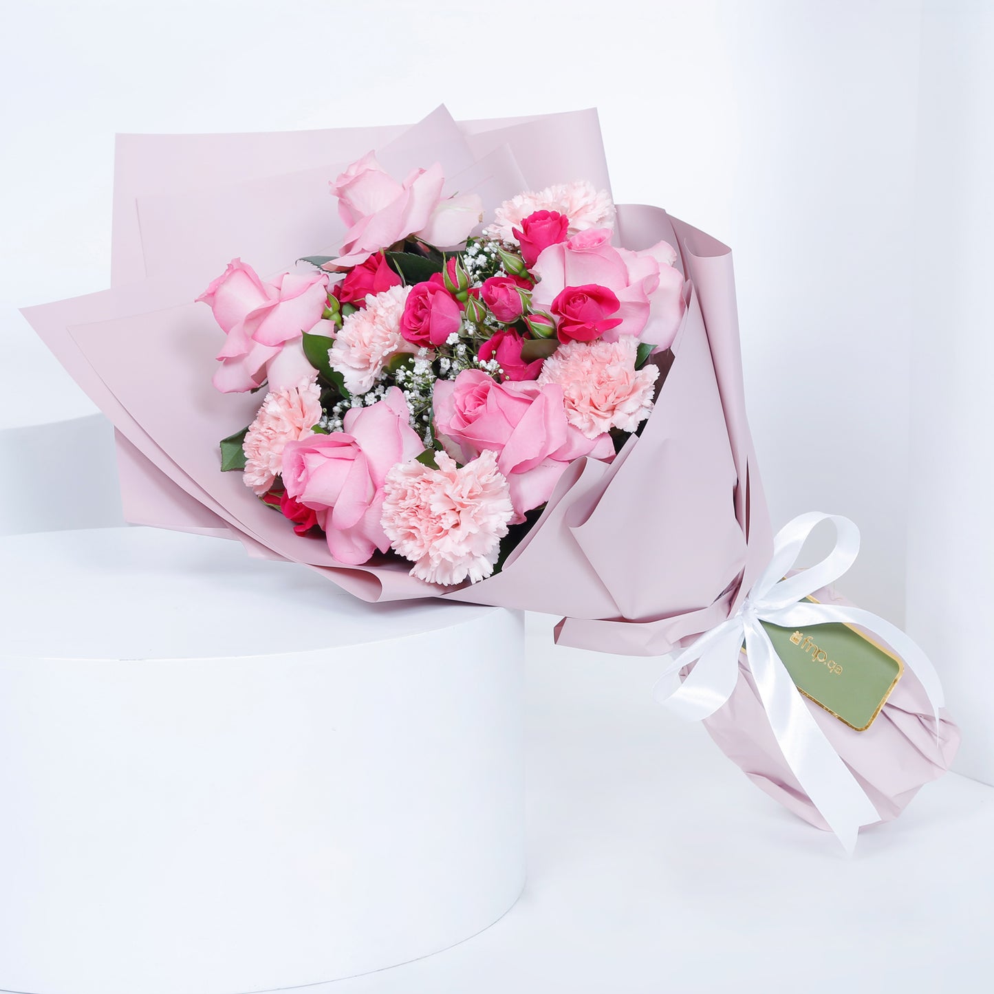 Empire Chocolate Pink Box: 25 Assorted Chocolates & Elegant Hand Bouquet