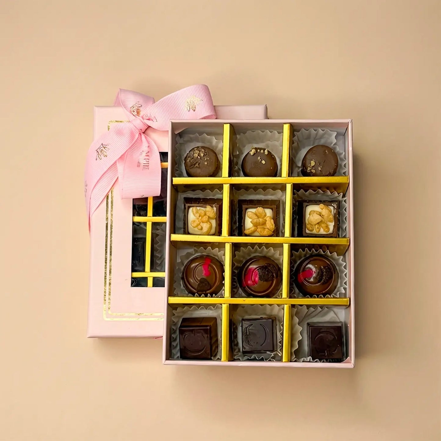 Decadent Empire Chocolate Pink Collection | Box of 12 Gourmet Pieces