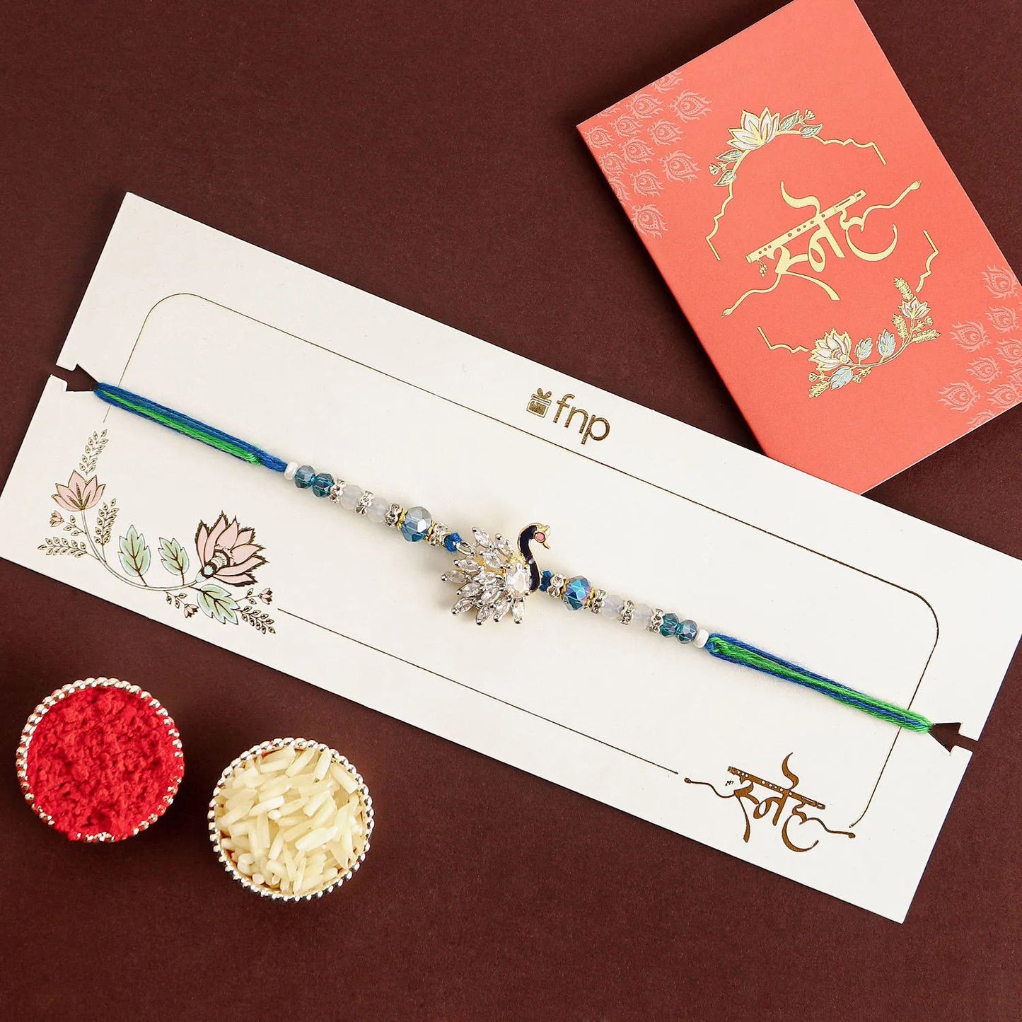 Ethnic Peacock Rakhi With Dryfruits
