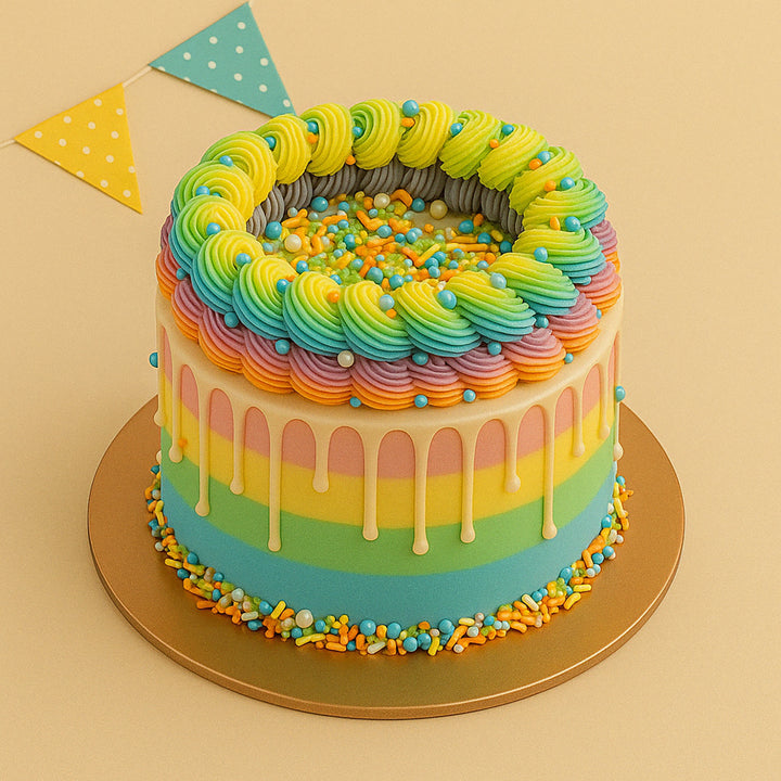 Delightful Exquisite Vanilla Rainbow Cake - A Celebration of Colors