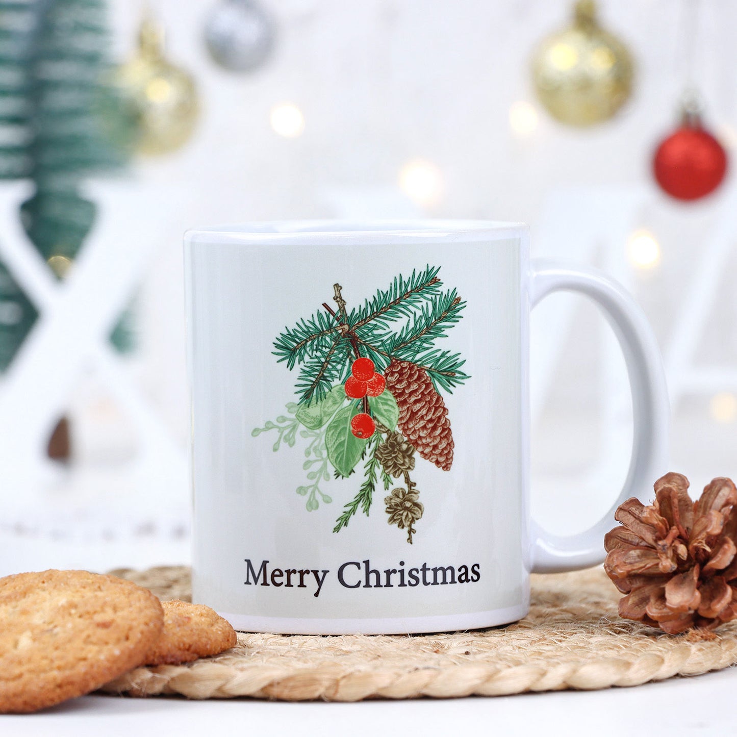 Festive Cheer Ceramic Christmas Mug - Merry Christmas Design