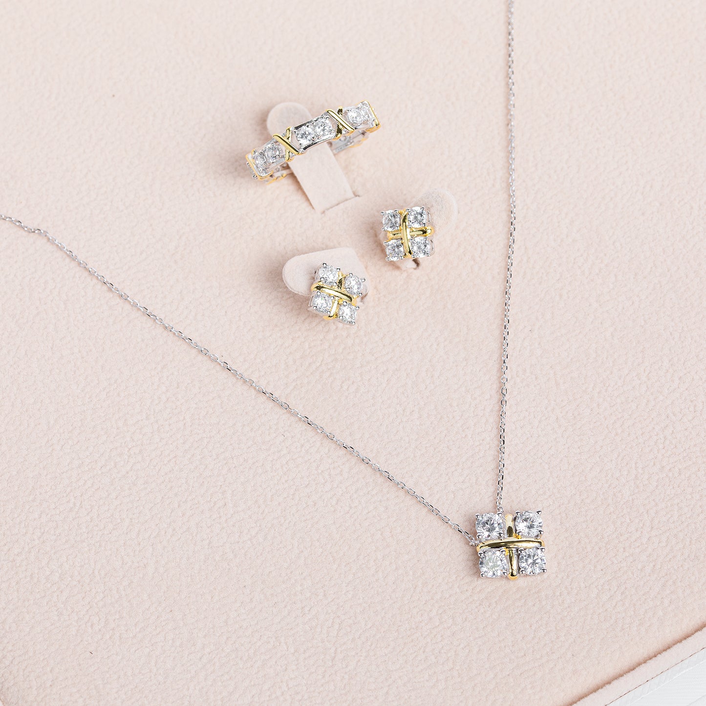 Exquisite Floral Charm with Sterling Silver Necklace Set