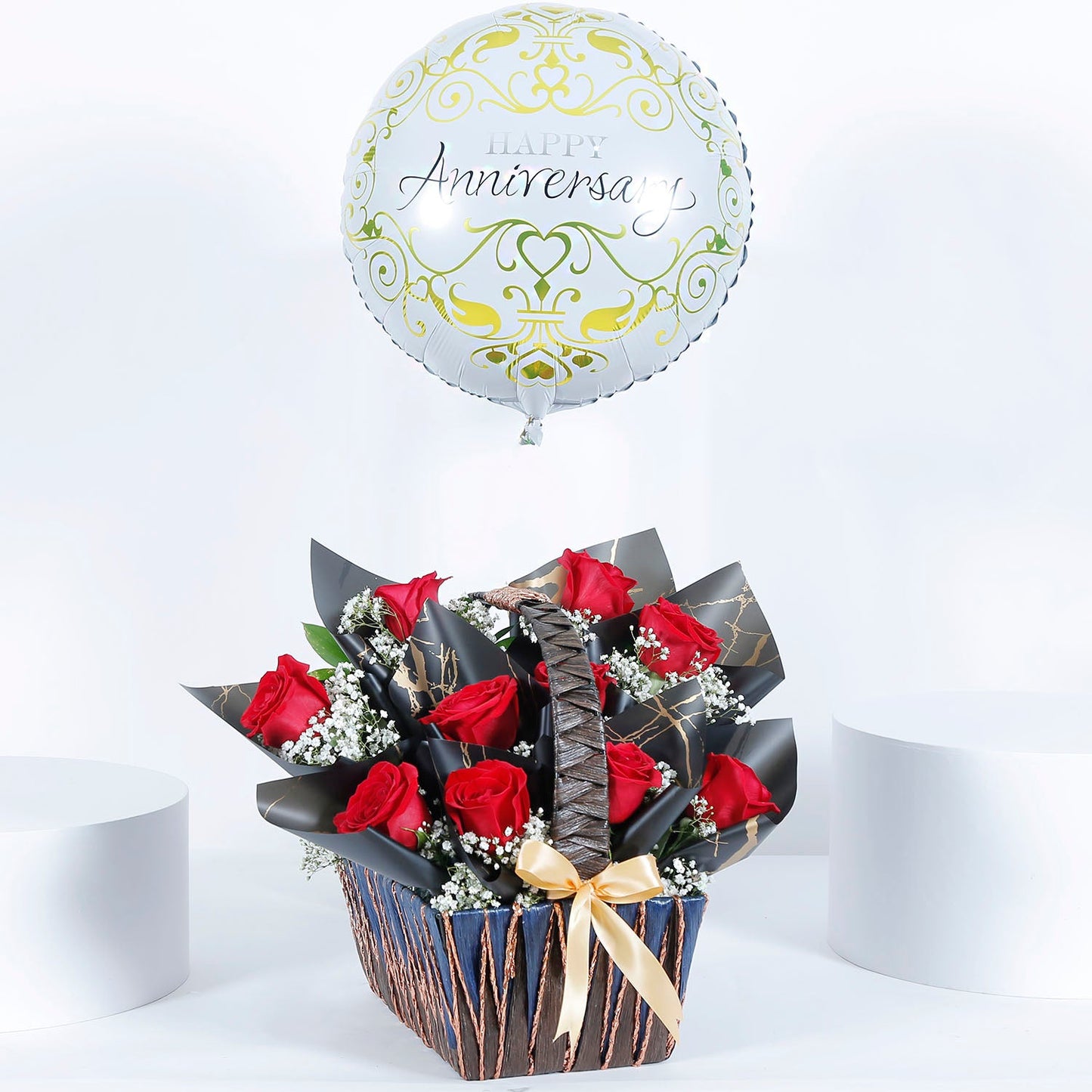 Exquisite Flower Garden with Anniversary Balloon - Celebrate Love
