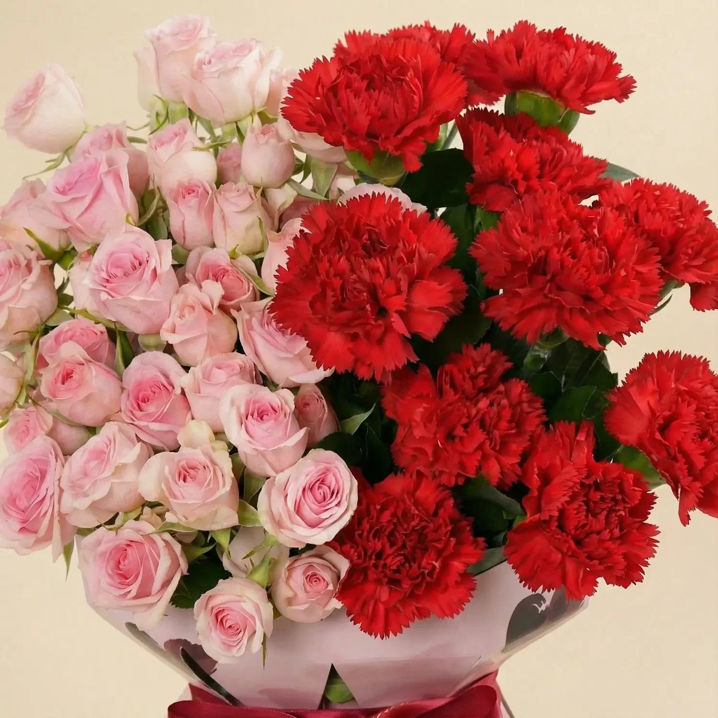 Forever Yours Bouquet - Elegant Red Carnations & Pink Spray Roses