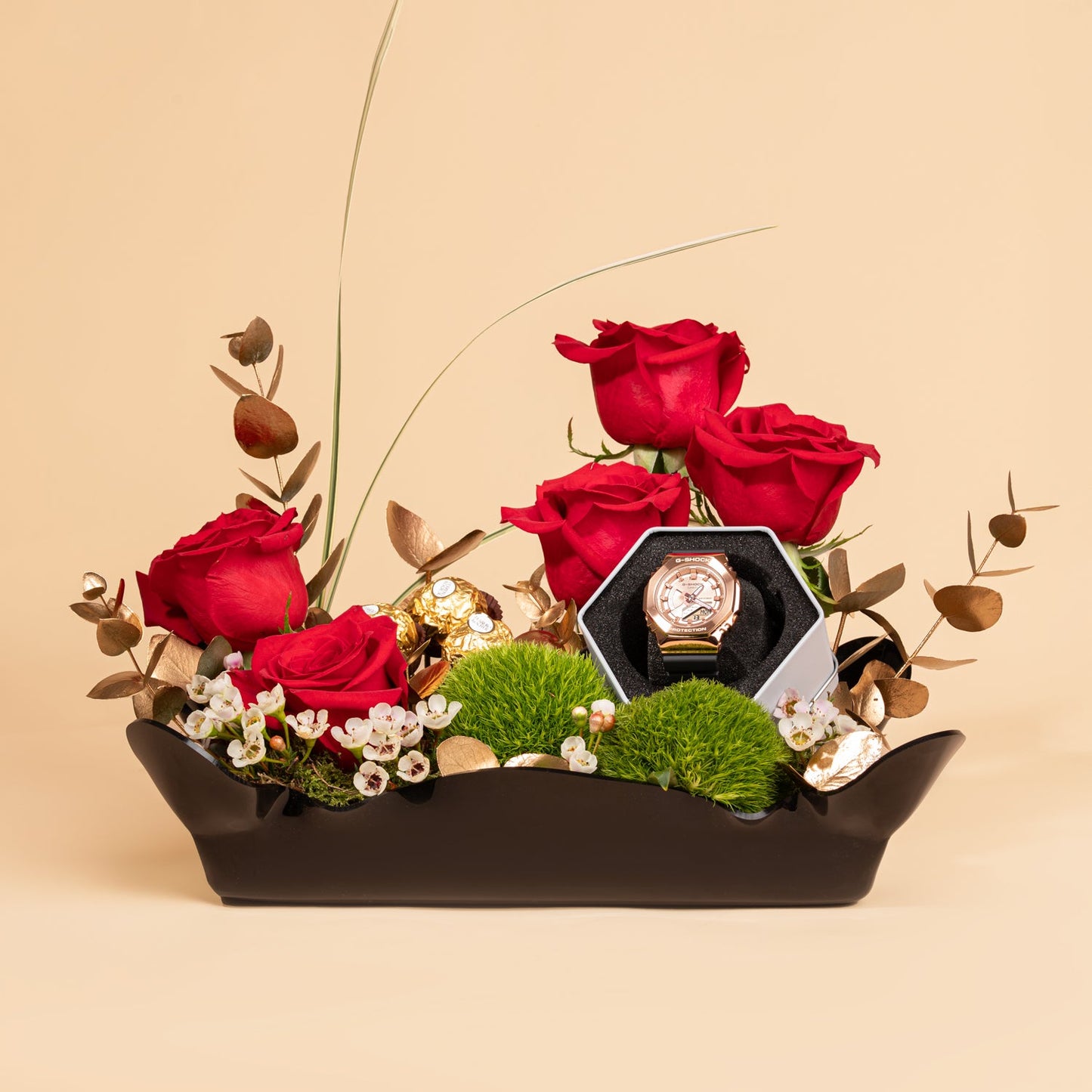 G-SHOCK ANALOG DIGITAL Watch for Women with Roses & Chocolate