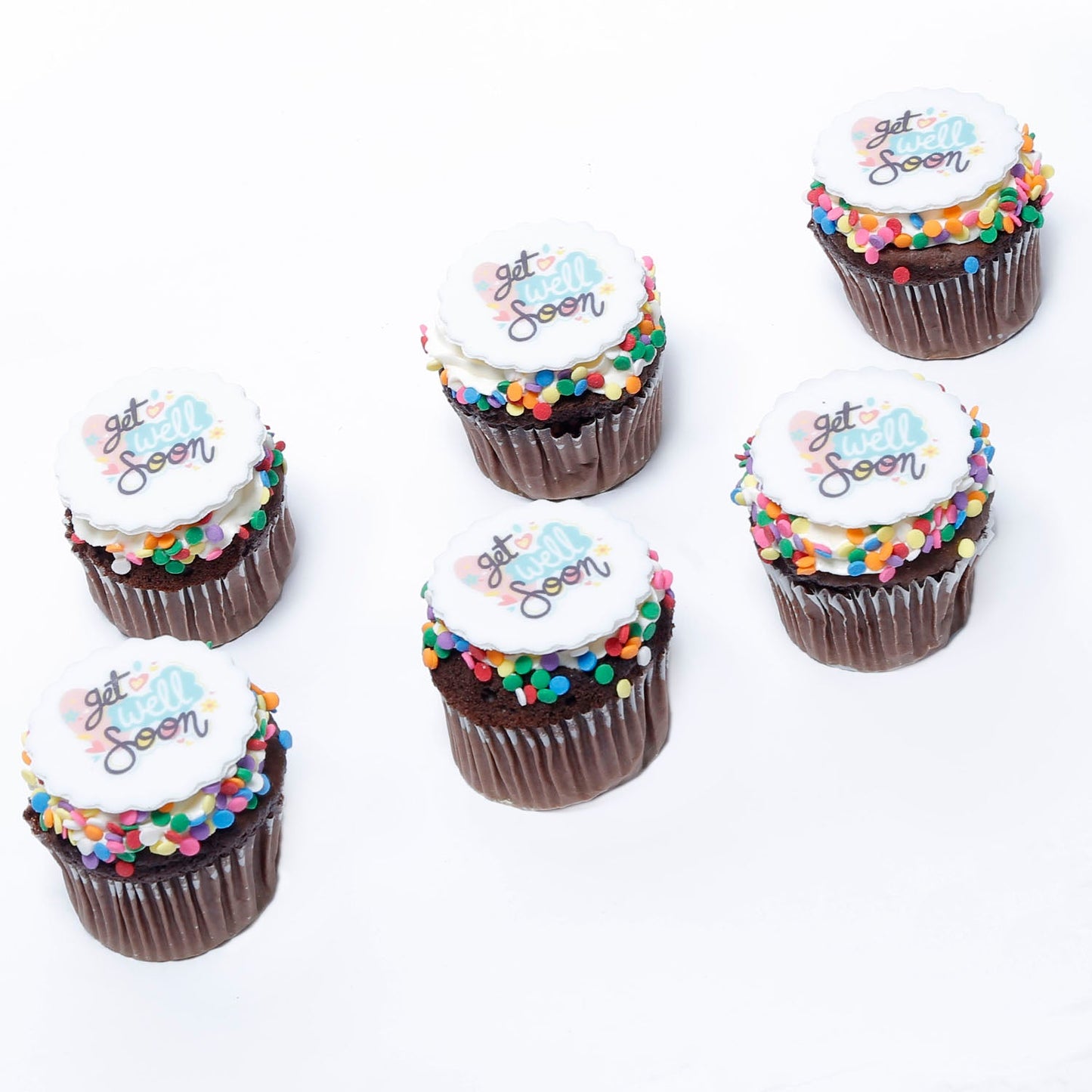 Delicious Vanilla Get Well Soon Cupcakes - Set of 6