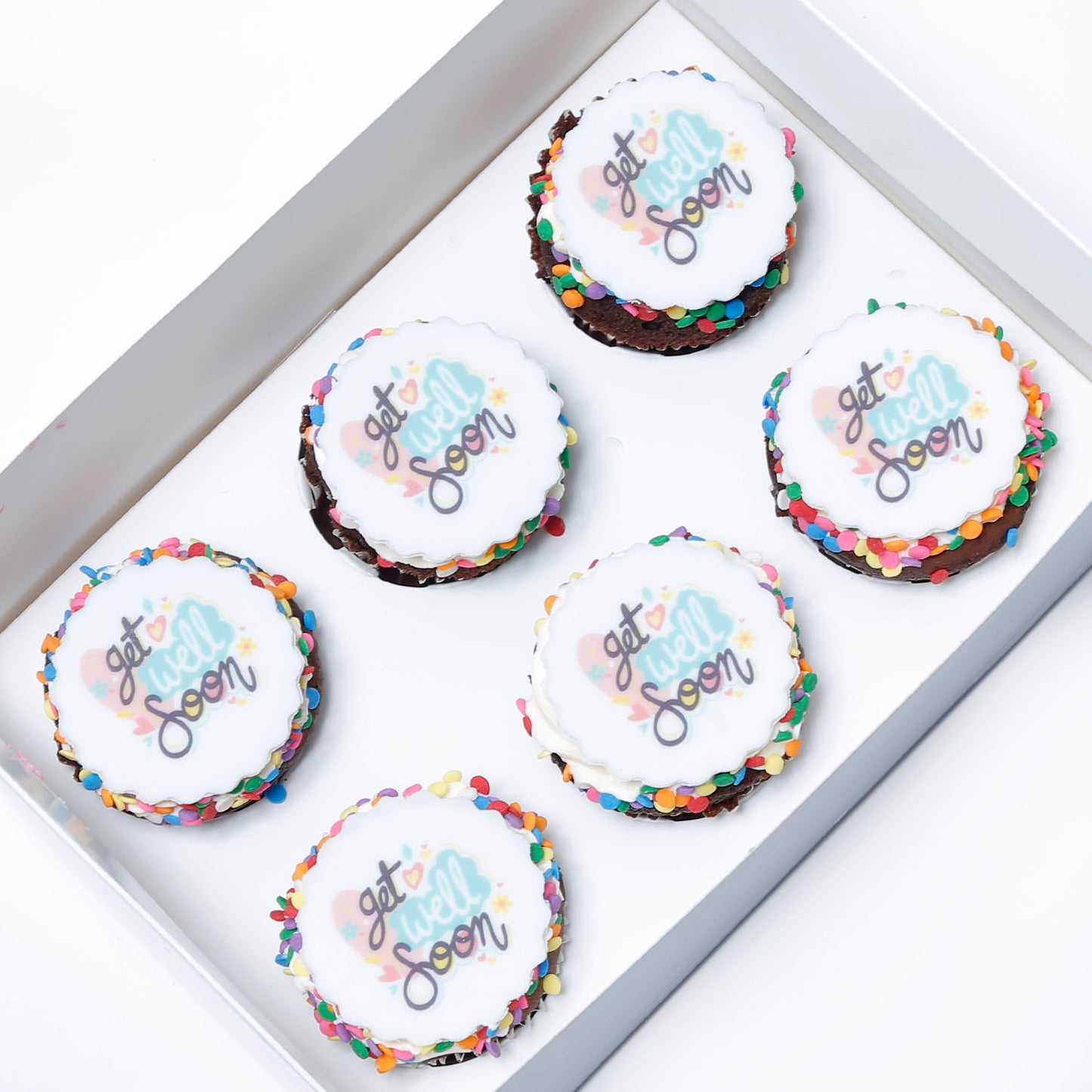 Delicious Vanilla Get Well Soon Cupcakes - Set of 6