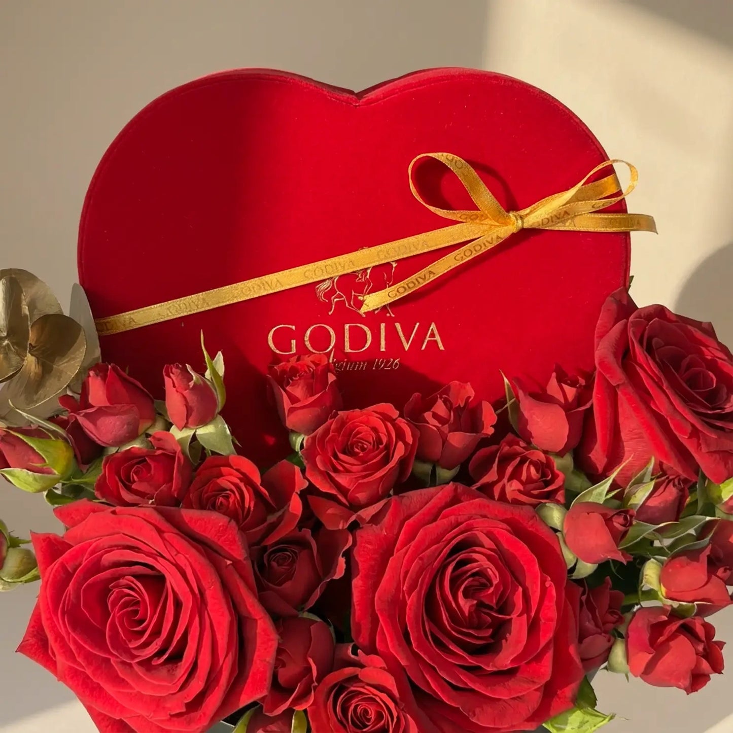 Godiva Heart of Love with Roses & Belgian Chocolates