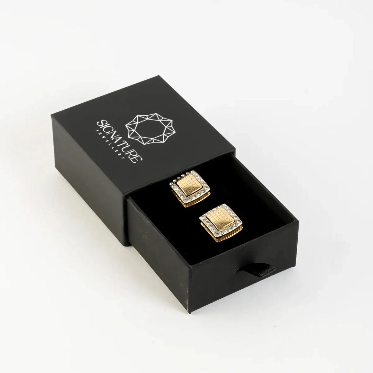Elegant Gold & Silver Tone Cufflinks with Crystal Accents for Men
