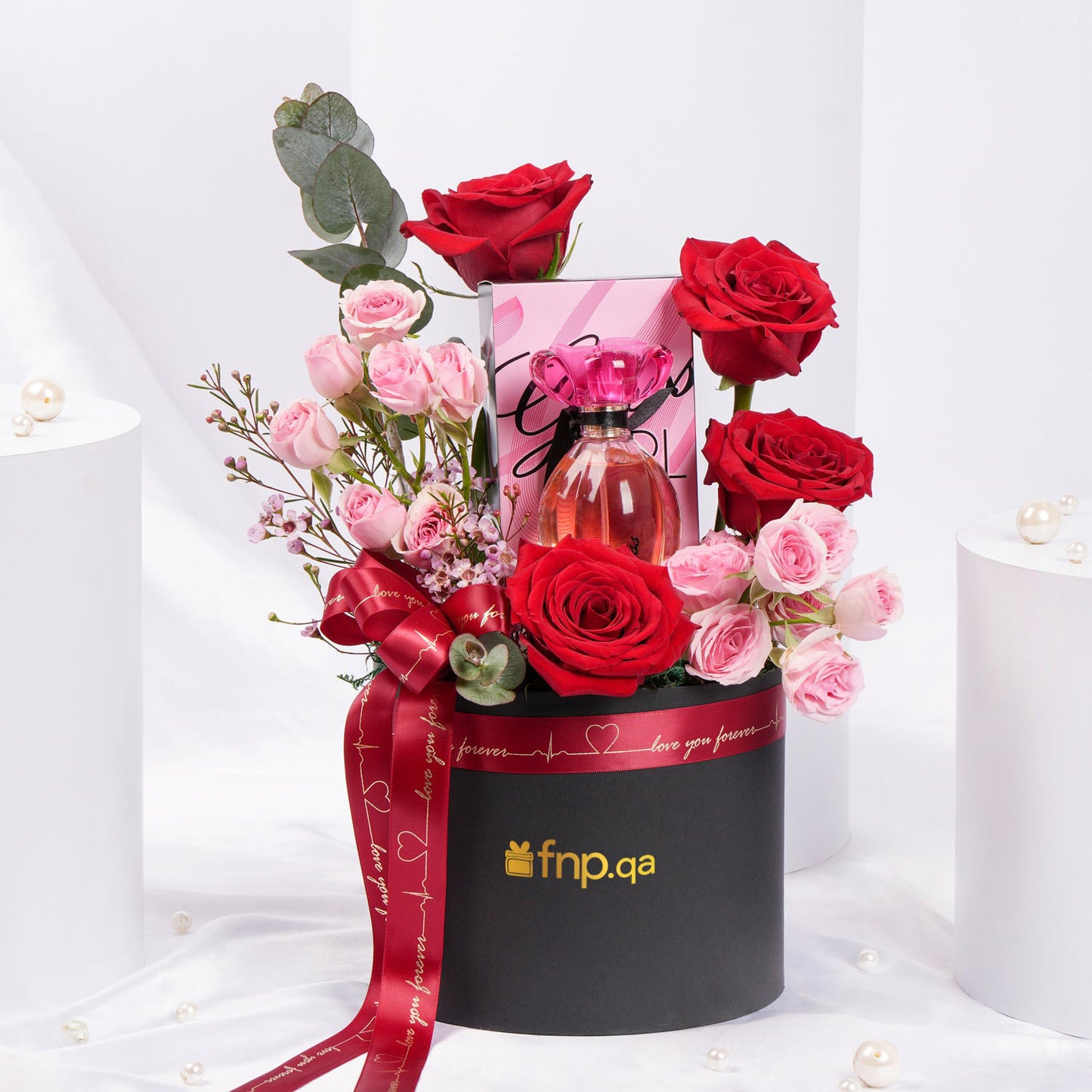Luxurious Love Rose Box with Guess Girl Perfume