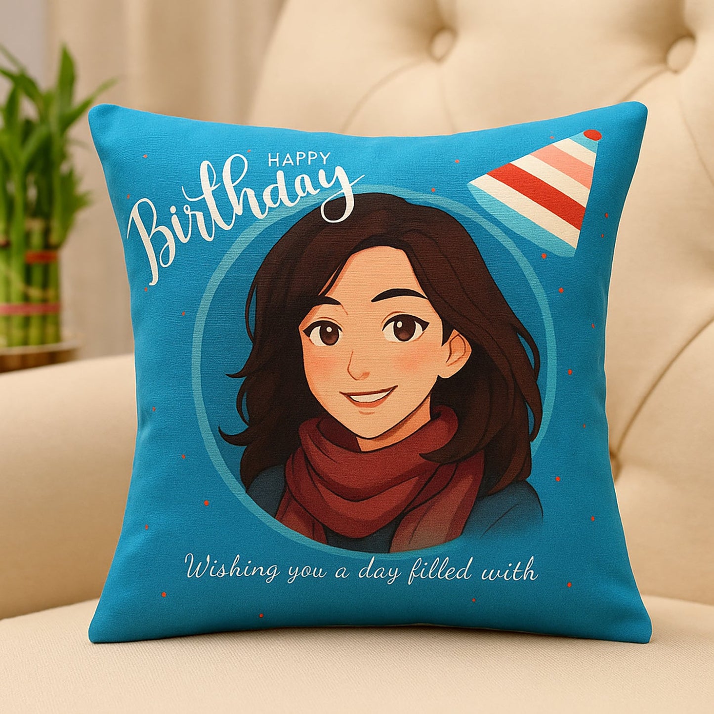 Personalized Happy Birthday Ghibli Cushion Cover - Custom Anime-Inspired Gift