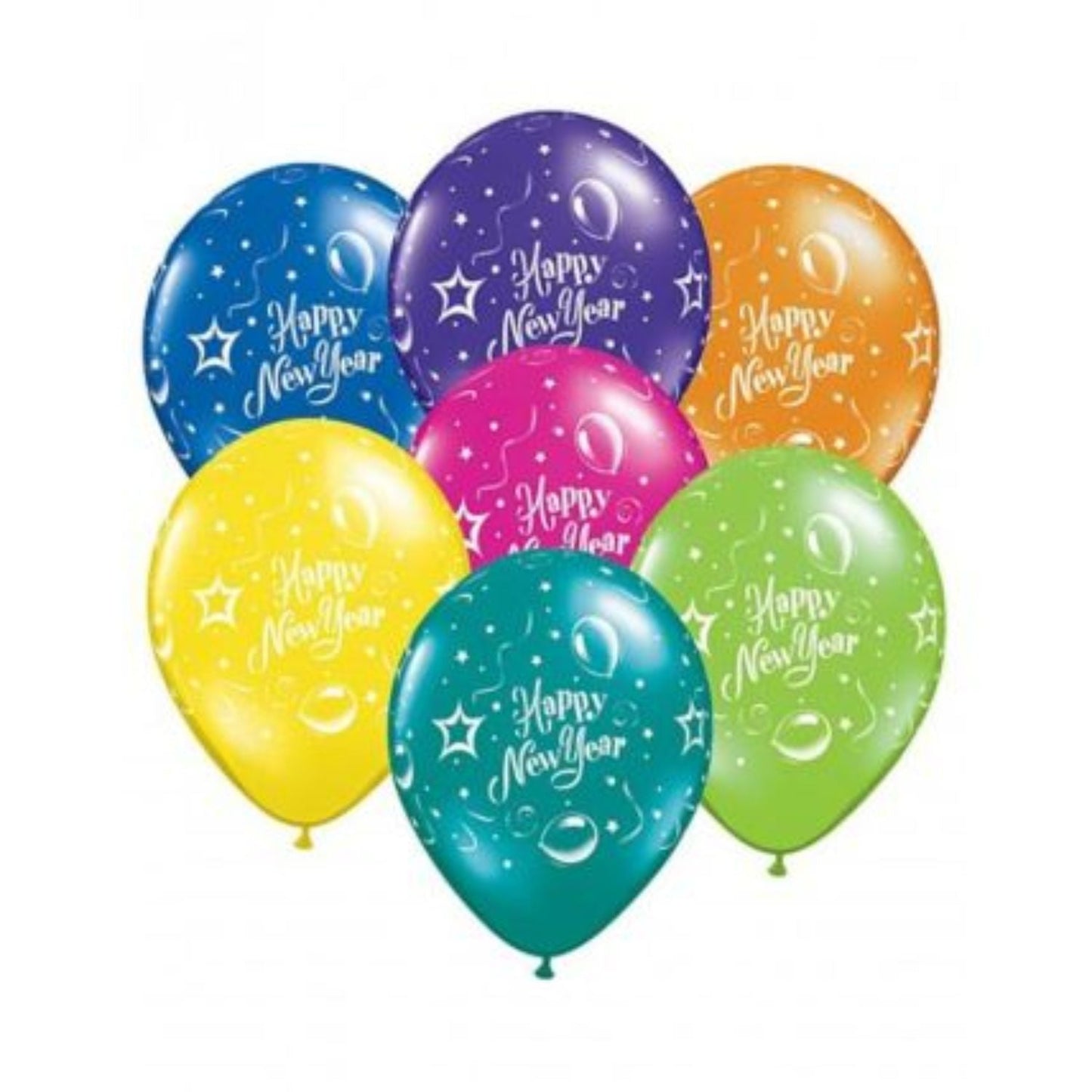 Vibrant Happy New Year Latex Balloon Set - Pack of 7
