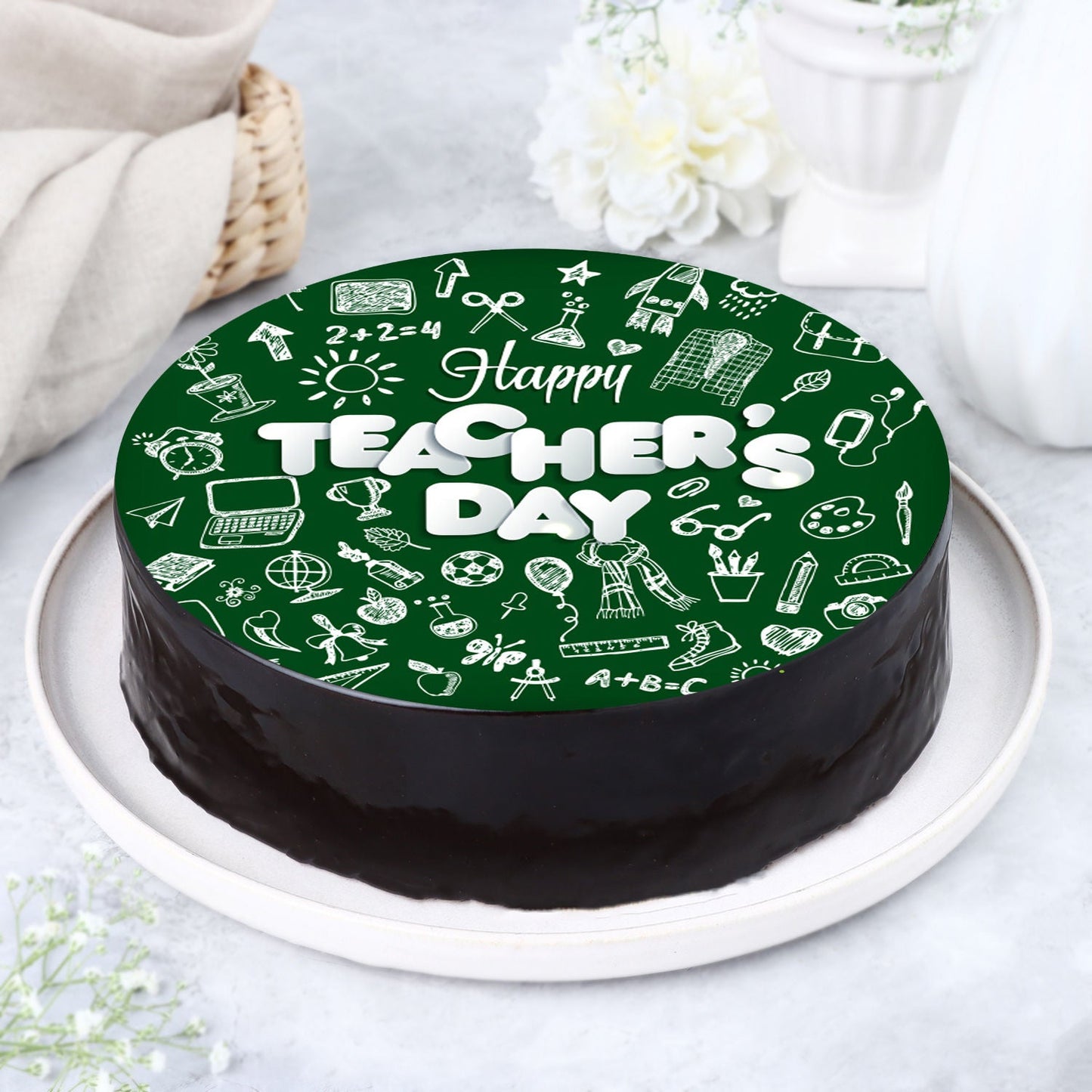 Delicious Chocolate Round Cake for Happy Teachers Day Celebration