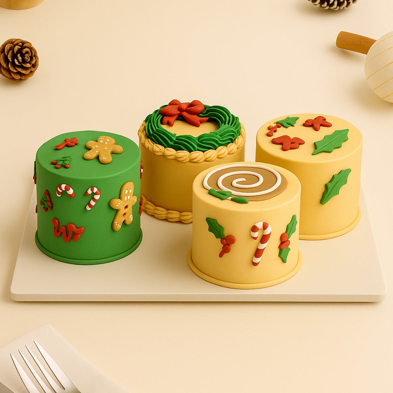 Holly Jolly Mini Cake for Christmas - Set 4