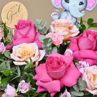 Charming It's a Girl Flower Arrangement in Wooden Box