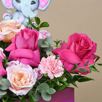 Charming It's a Girl Flower Arrangement in Wooden Box