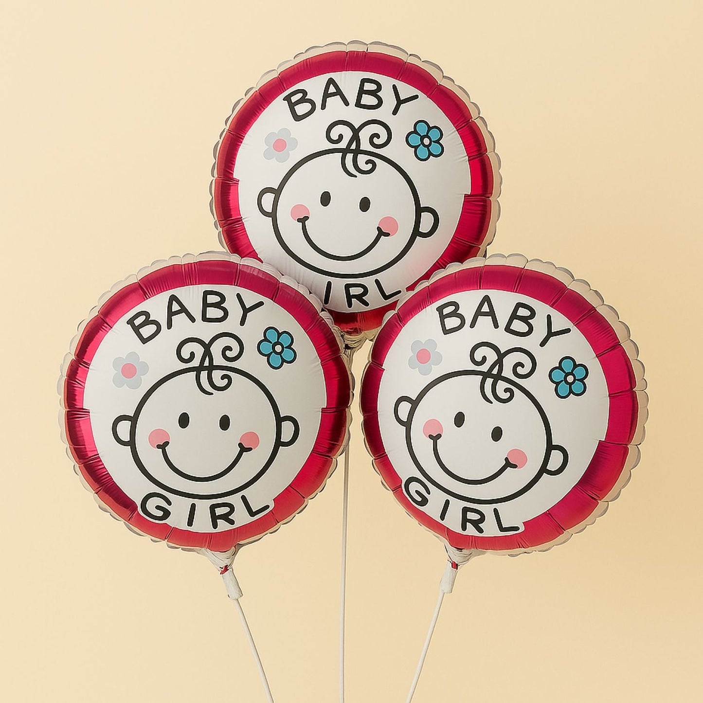 Adorable Baby Girl Foil Helium Balloons - Set of 3