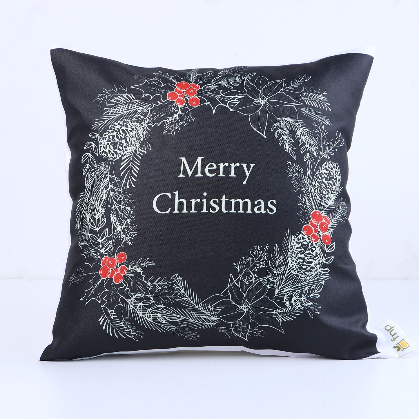 Festive Merry Christmas Cushion - Joyful Greetings Collection