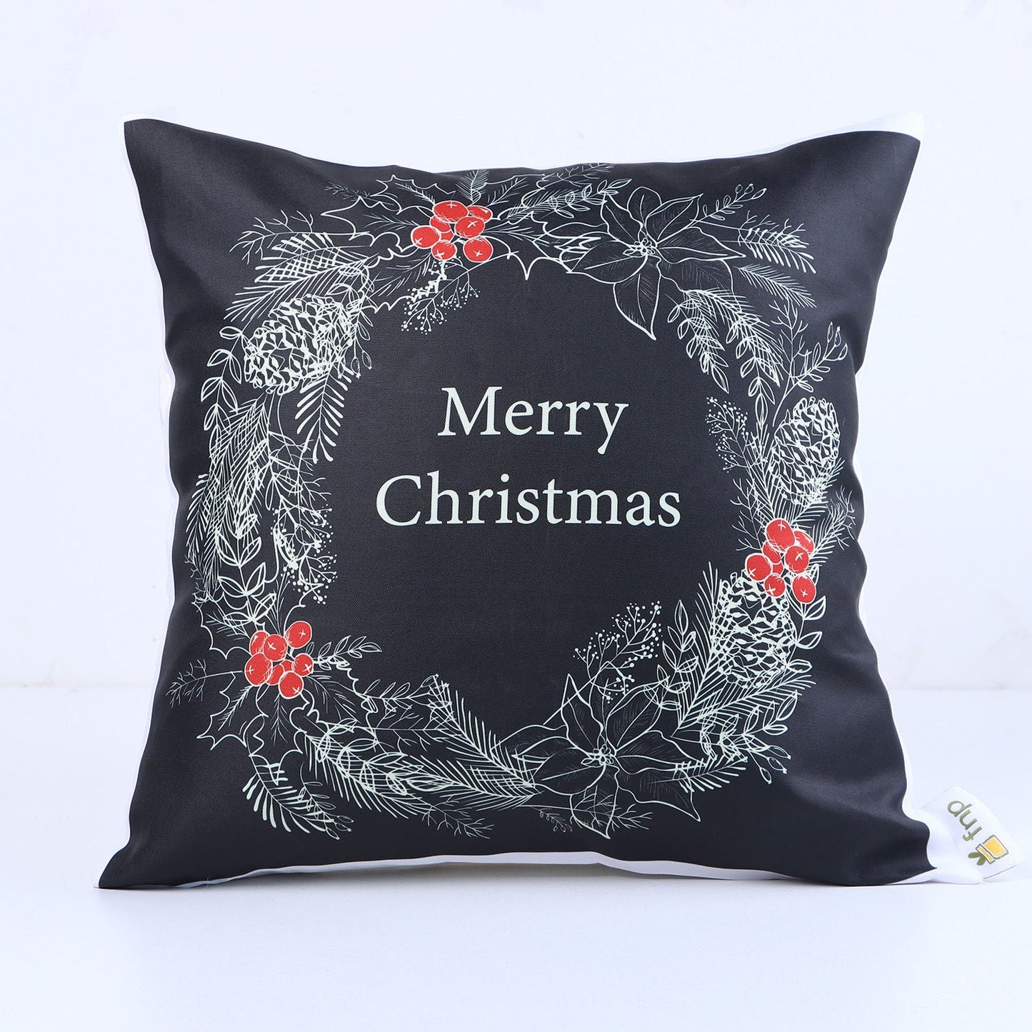 Festive Merry Christmas Decorative Cushion - Joyful Holiday Greetings