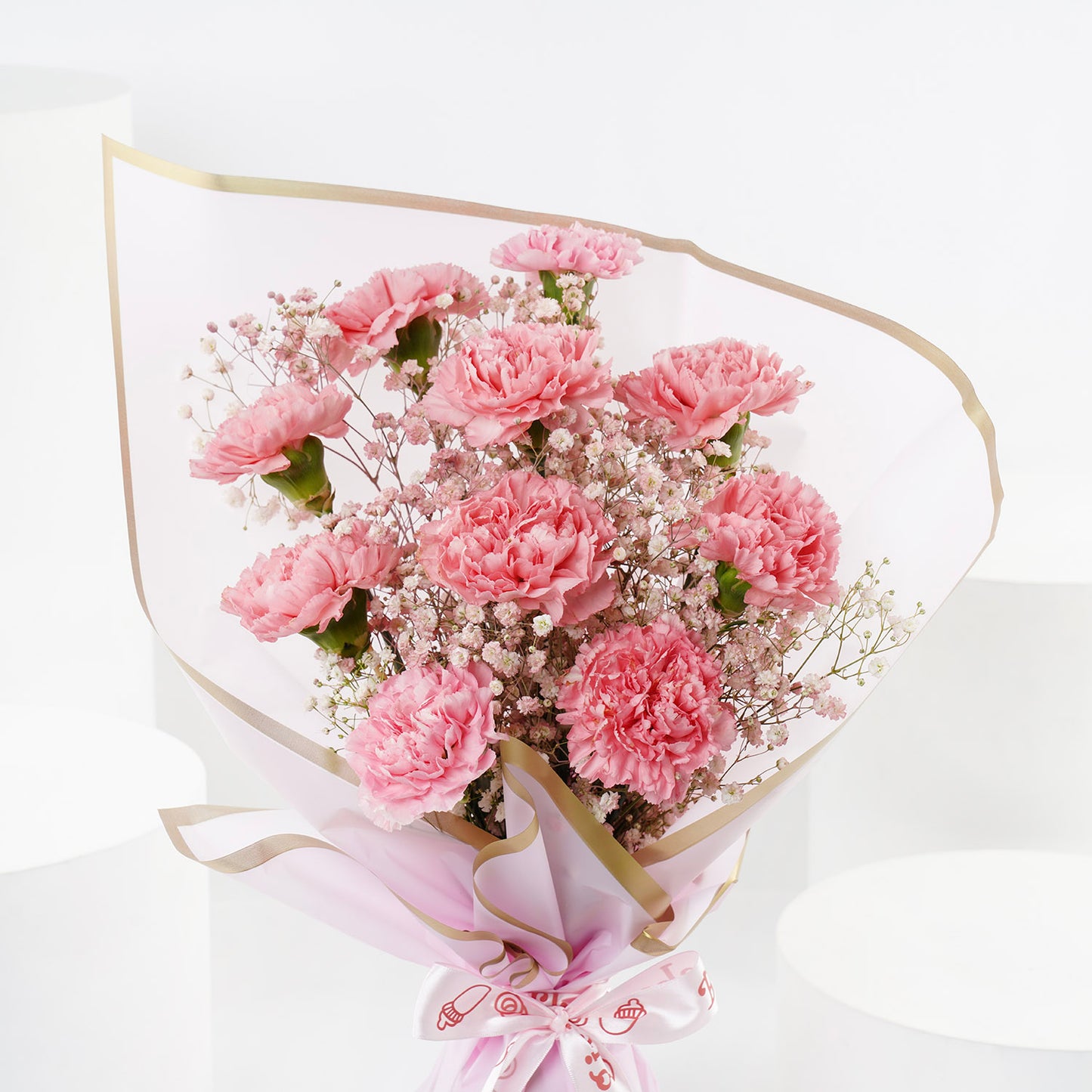 Lavender Glow: Elegant Pink Carnation & Gypso Bouquet