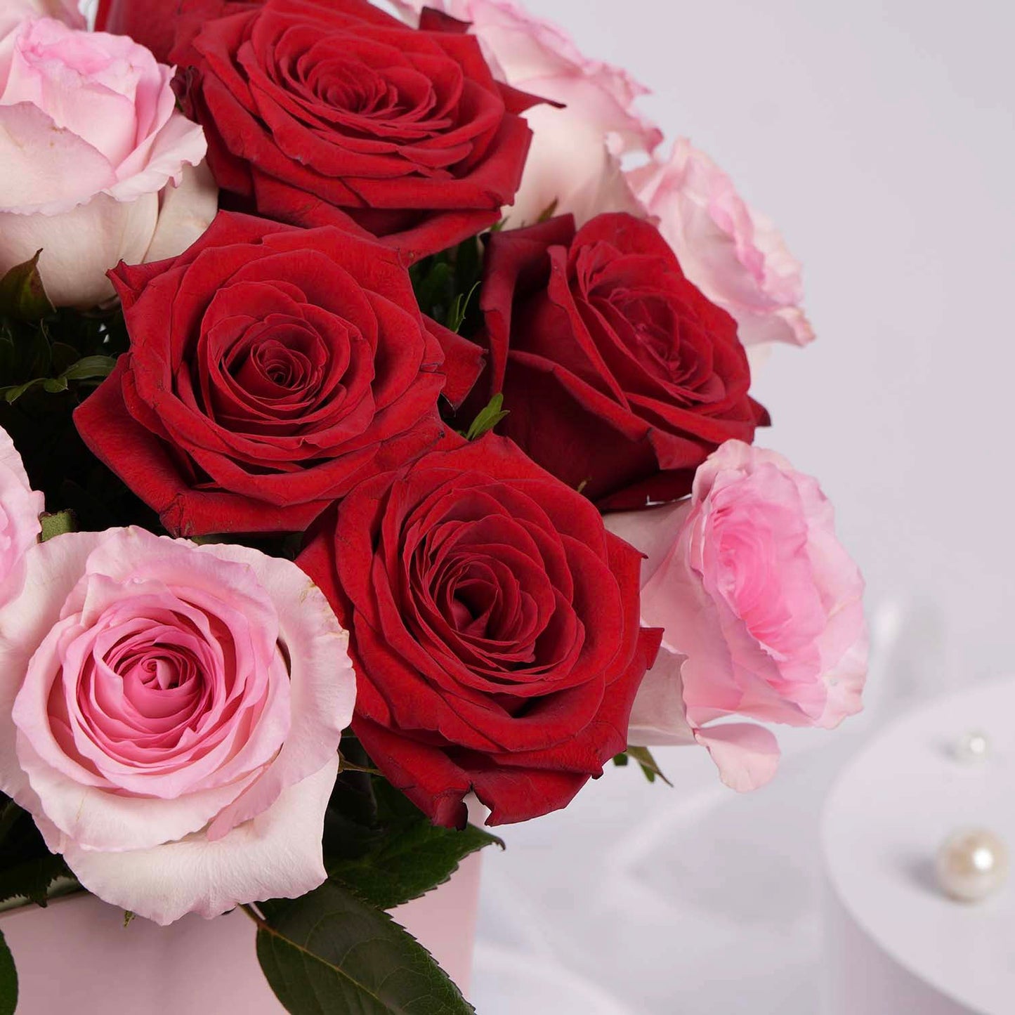 Romantic Love Medley Roses in Elegant Pink Box