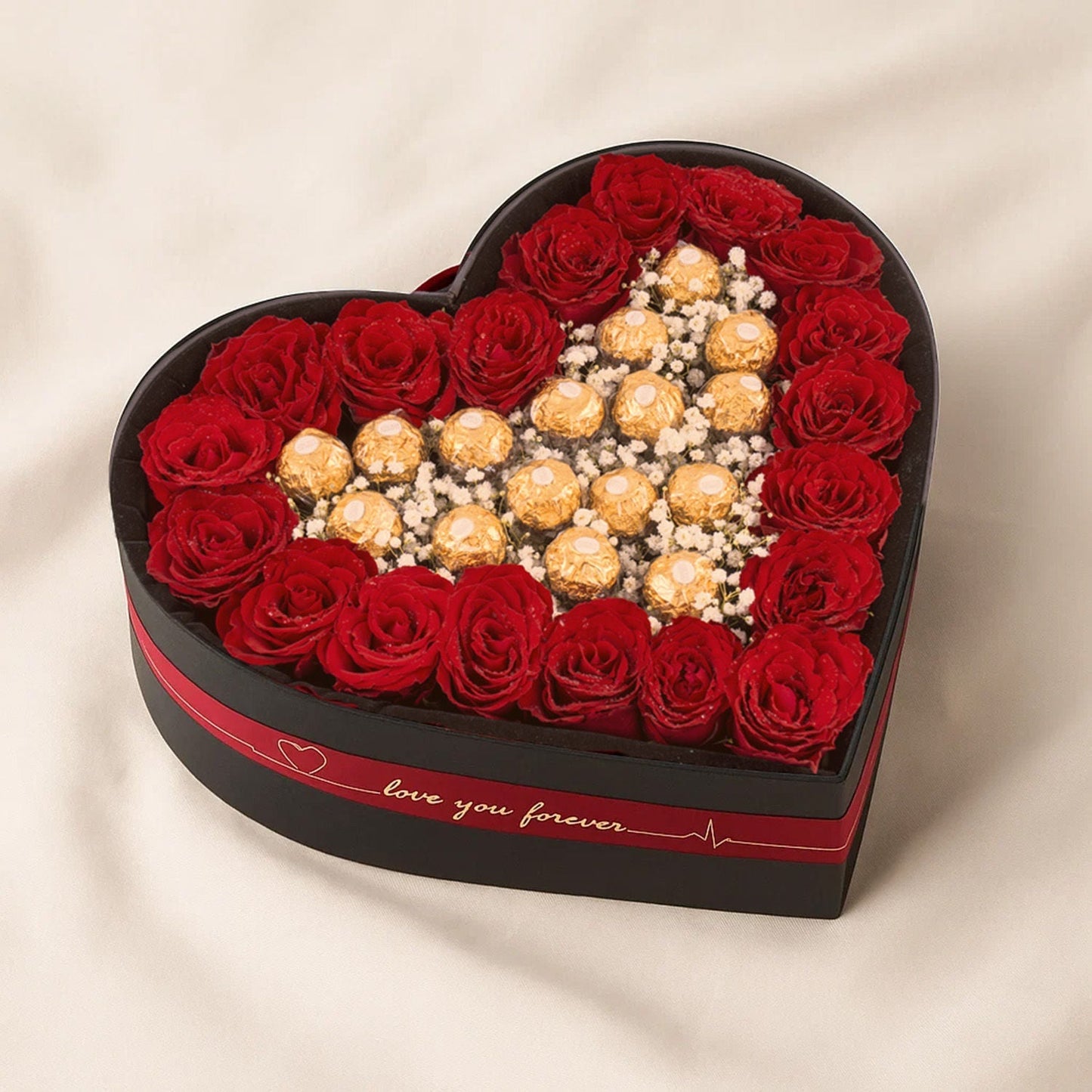 Eternal Love: Forever Rose & Ferrero Rocher Heart Gift Box