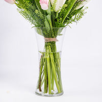 Elegant Medley of Lilies and Tulips in Glass Vase