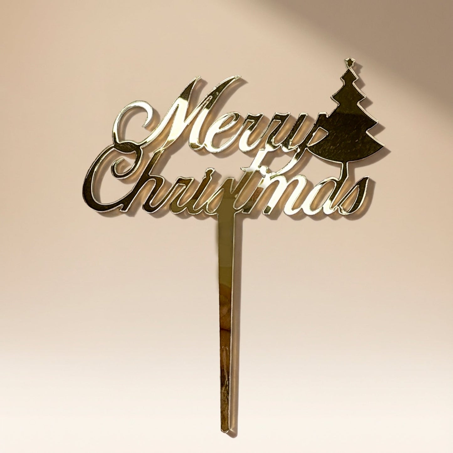 Elegant Gold Merry Christmas Cake Topper