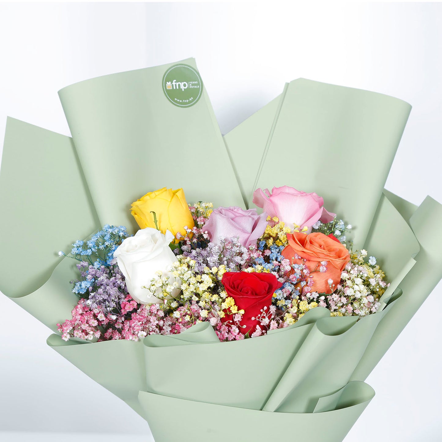 Vibrant Mixed Color Roses Bouquet - A Symphony of Colors