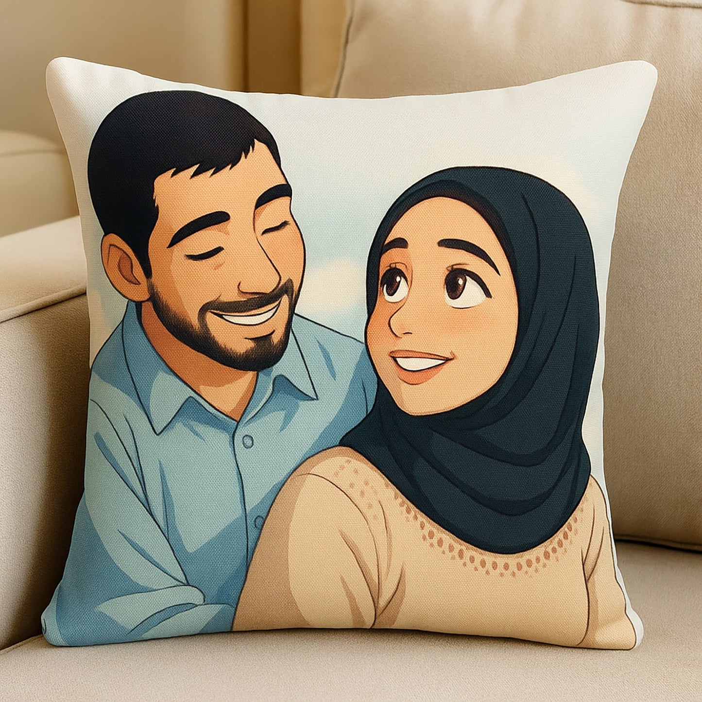 Cozy Ghibli-Inspired Art Cushion with Canvas Poly Duck Cover