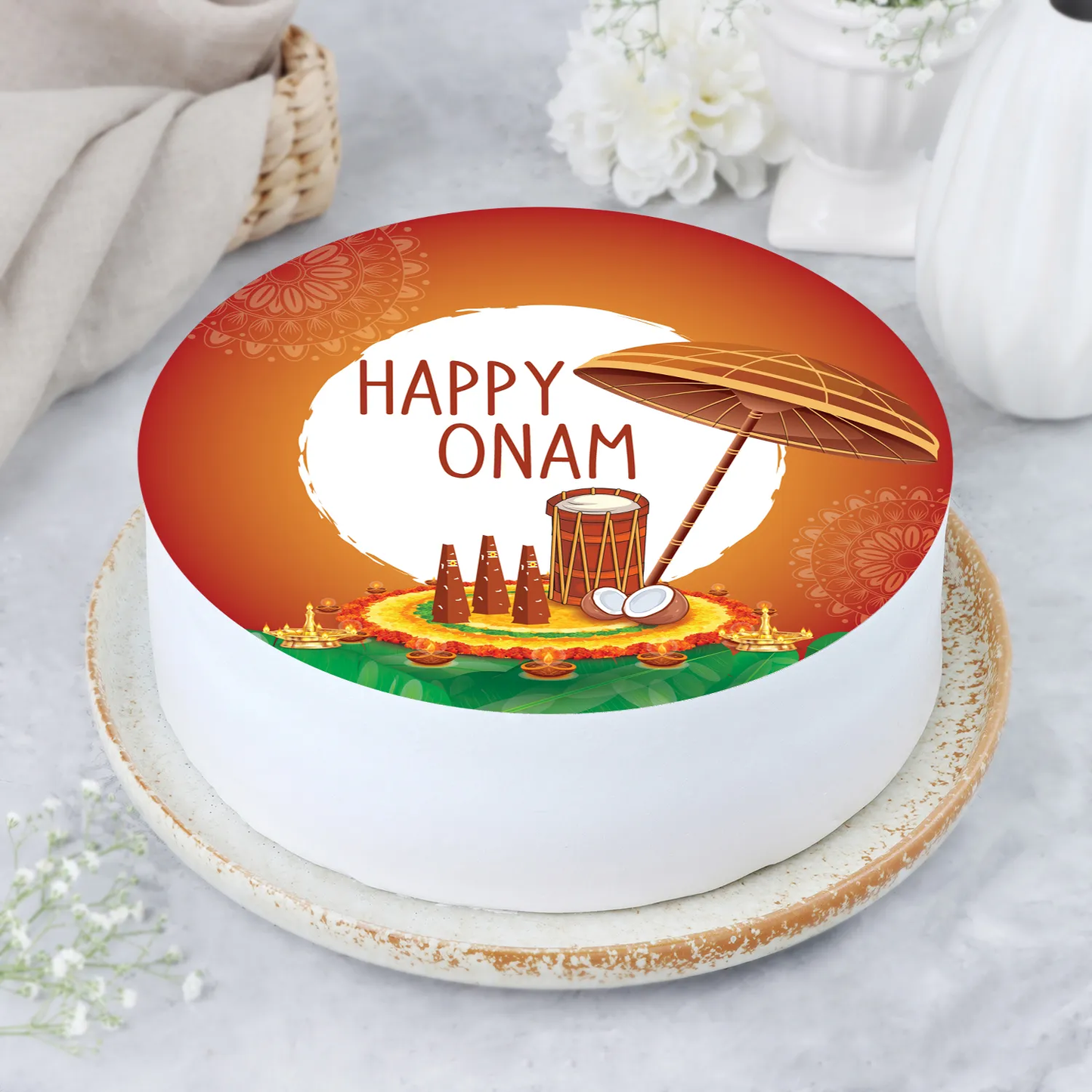Onam Celebration Chocolate Photo Cake - Half Kg