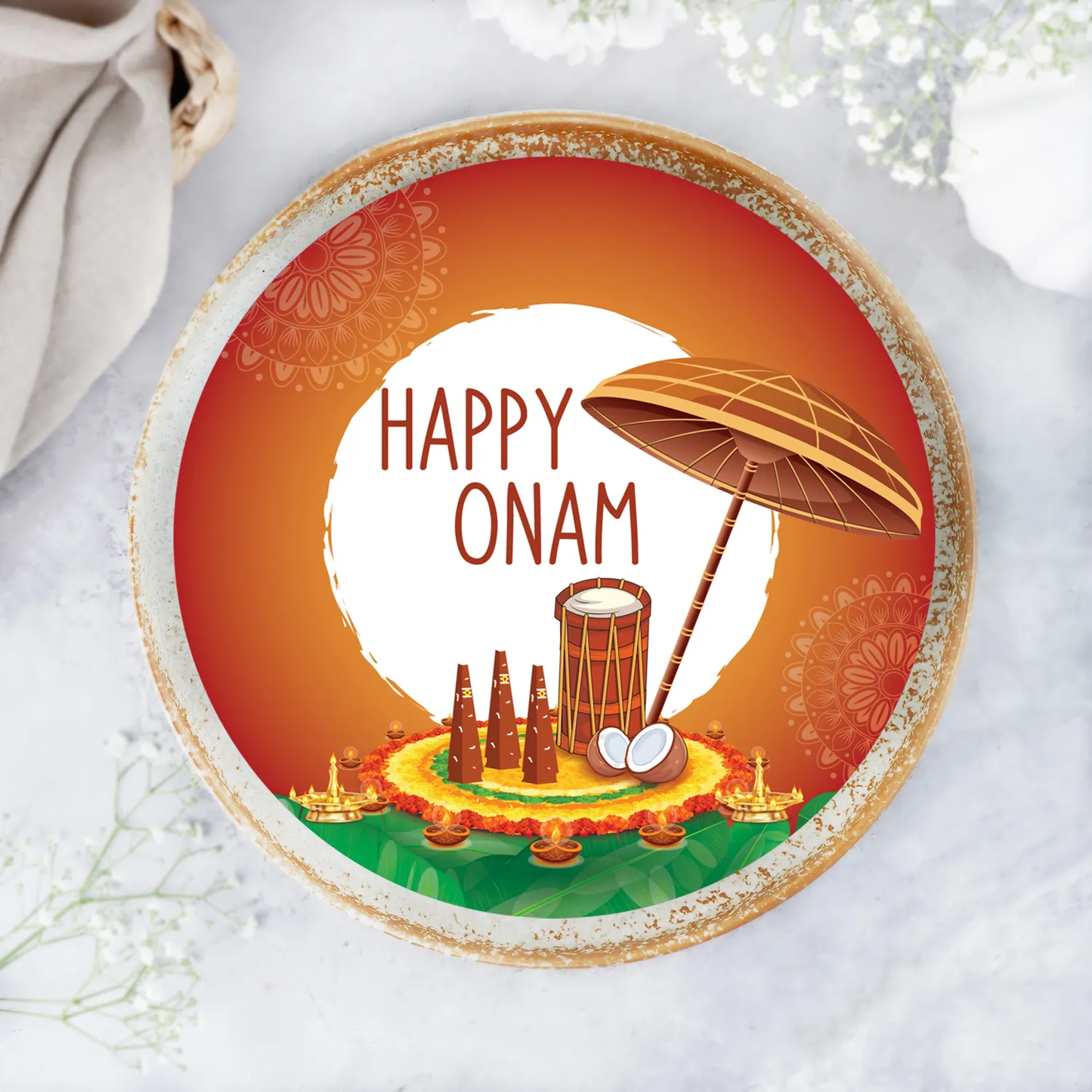 Onam Celebration Chocolate Photo Cake - Half Kg