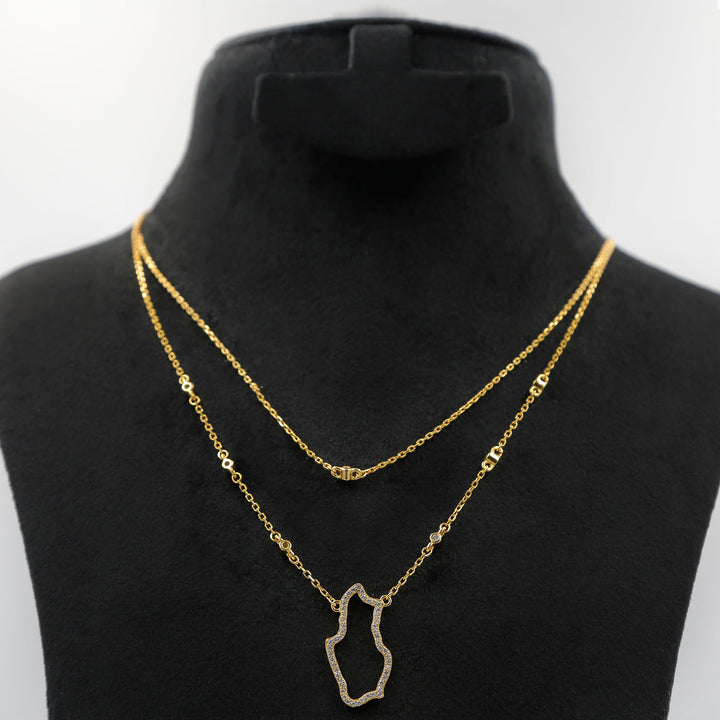 Elegant Gold Plated Double Chain Qatar Necklace in Sterling Silver