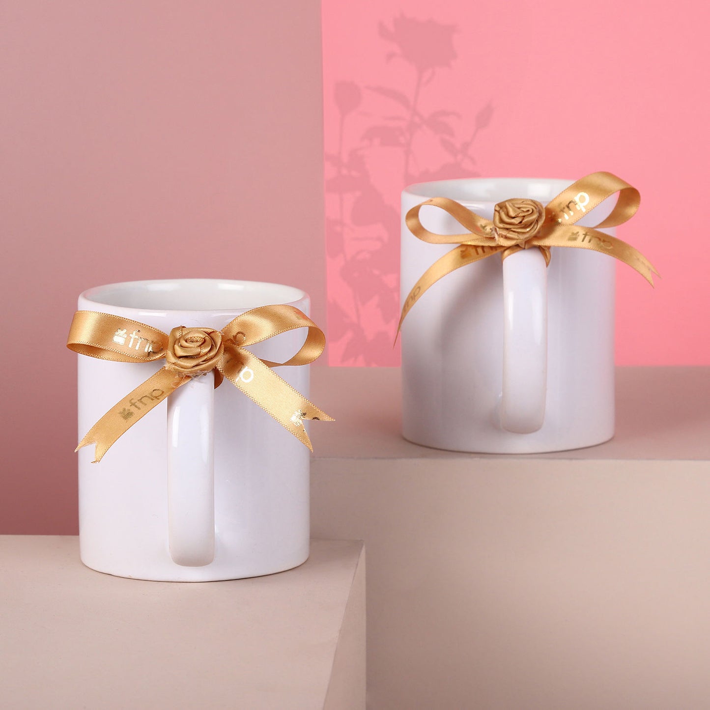Elegant Personalized Name Couple Mugs - Set of 2 Ceramic Cups