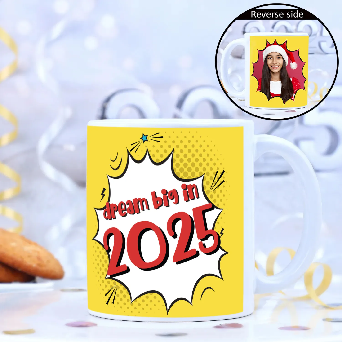 Personalized New Year 2025 Mug - Dream Big with Custom Photo