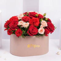 Petals Glow: Exquisite Red Roses and Carnations in Luxury Box