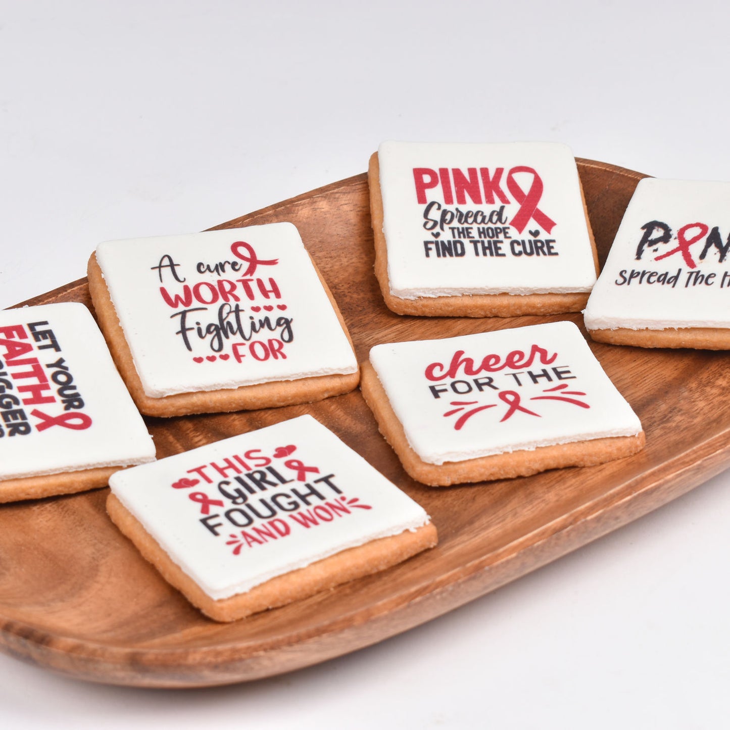 Empowerment Pink Ribbon Butter Cookies - Elegant Gift Box of 6